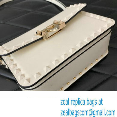 Valentino Rockstud23 Small Shoulder Bag In Smooth Calfskin 0242 White 2023 - Click Image to Close