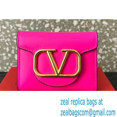 Valentino Small Loco Wallet in Calfskin Fuchsia 2023