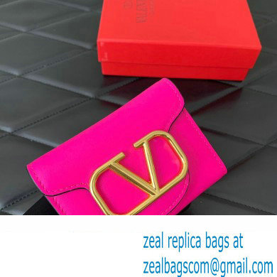 Valentino Small Loco Wallet in Calfskin Fuchsia 2023