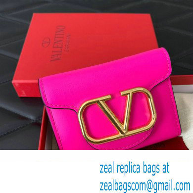 Valentino Small Loco Wallet in Calfskin Fuchsia 2023