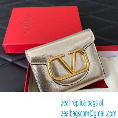 Valentino Small Loco Wallet in Calfskin Metallic Gold 2023 - Click Image to Close