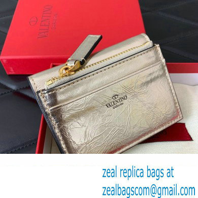 Valentino Small Loco Wallet in Calfskin Metallic Gold 2023