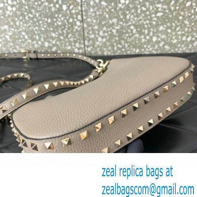 Valentino Small Rockstud Hobo bag in Grainy Calfskin 0313 Beige 2023