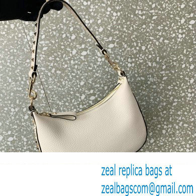 Valentino Small Rockstud Hobo bag in Grainy Calfskin 0313 White 2023 - Click Image to Close