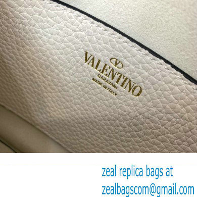 Valentino Small Rockstud Hobo bag in Grainy Calfskin 0313 White 2023