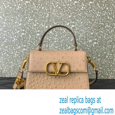 Valentino Small VSling bag in Ostrich Embossed Leather Nude 2023