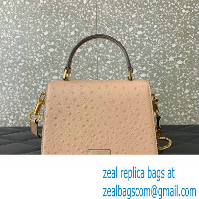 Valentino Small VSling bag in Ostrich Embossed Leather Nude 2023