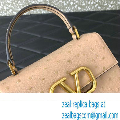 Valentino Small VSling bag in Ostrich Embossed Leather Nude 2023