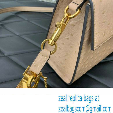 Valentino Small VSling bag in Ostrich Embossed Leather Nude 2023