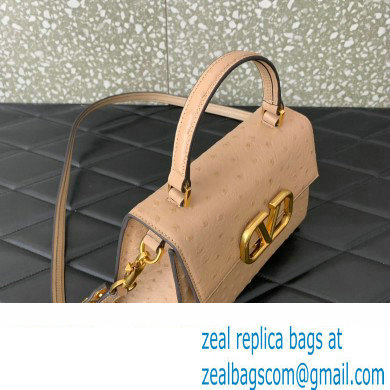 Valentino Small VSling bag in Ostrich Embossed Leather Nude 2023