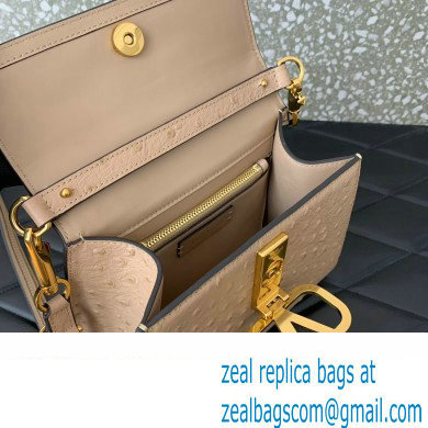 Valentino Small VSling bag in Ostrich Embossed Leather Nude 2023