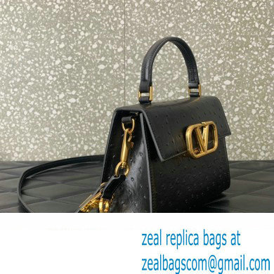 Valentino Small VSling bag in Ostrich Embossed Leather black 2023 - Click Image to Close