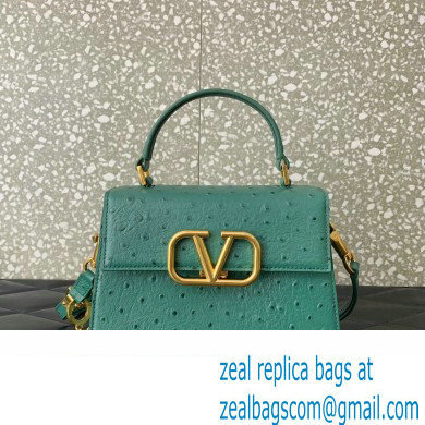 Valentino Small VSling bag in Ostrich Embossed Leather green 2023