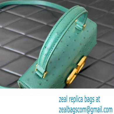 Valentino Small VSling bag in Ostrich Embossed Leather green 2023