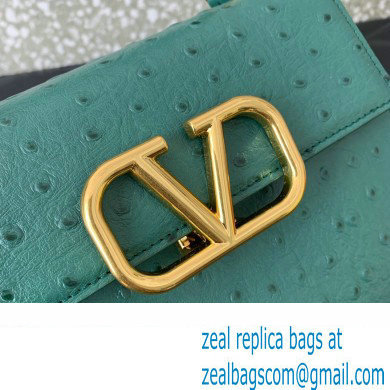 Valentino Small VSling bag in Ostrich Embossed Leather green 2023