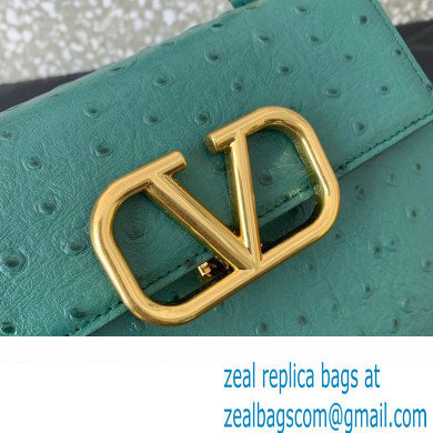 Valentino Small VSling bag in Ostrich Embossed Leather green 2023 - Click Image to Close