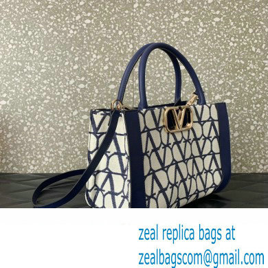 Valentino Small Vlogo Signature Toile Iconographe Handbag 0360 Blue 2023 - Click Image to Close