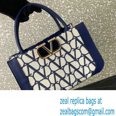 Valentino Small Vlogo Signature Toile Iconographe Handbag 0360 Blue 2023