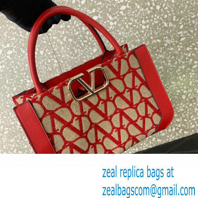 Valentino Small Vlogo Signature Toile Iconographe Handbag 0360 Red 2023 - Click Image to Close