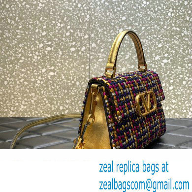 Valentino Small Vsling Handbag In Woven Metallic Nappa Gold/Multicolor 2023