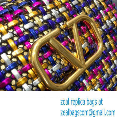 Valentino Small Vsling Handbag In Woven Metallic Nappa Gold/Multicolor 2023 - Click Image to Close