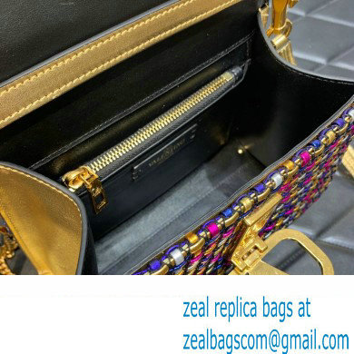 Valentino Small Vsling Handbag In Woven Metallic Nappa Gold/Multicolor 2023 - Click Image to Close