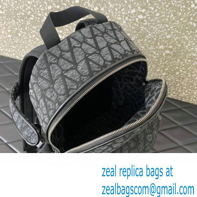 Valentino Toile Iconographe Backpack Bag With Leather Detailing 5600 Gray/Black 2023