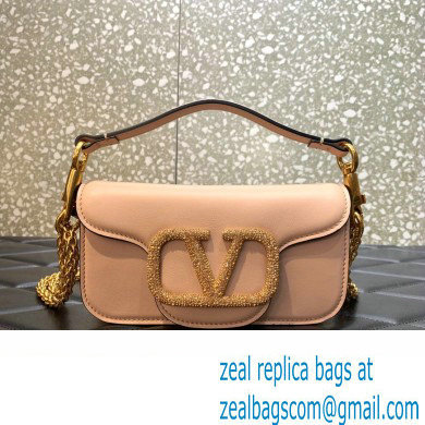 Valentino VLogo Signature Loco Small Shoulder Bag With Jewel Logo nude pink