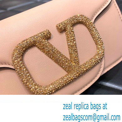 Valentino VLogo Signature Loco Small Shoulder Bag With Jewel Logo nude pink - Click Image to Close