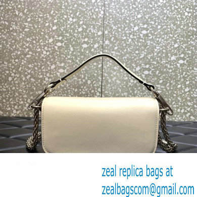 Valentino VLogo Signature Loco Small Shoulder Bag With Jewel Logo white - Click Image to Close