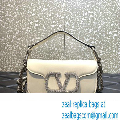 Valentino VLogo Signature Loco Small Shoulder Bag With Jewel Logo white