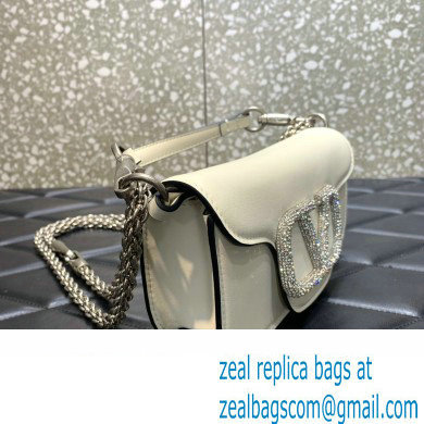 Valentino VLogo Signature Loco Small Shoulder Bag With Jewel Logo white - Click Image to Close