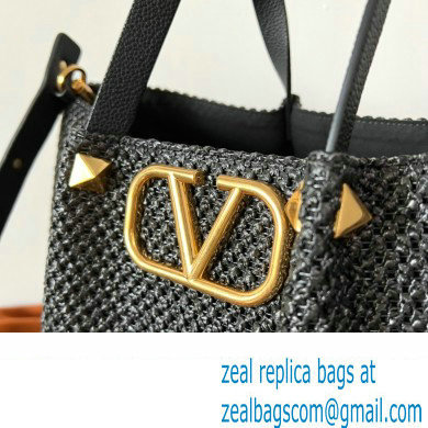 Valentino VLogo raffia Straw tote Large bag black 2022