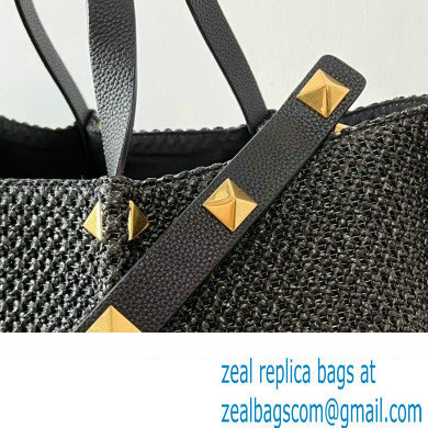 Valentino VLogo raffia Straw tote Large bag black 2022