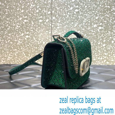 Valentino VSLING Shoulder Small Bag Green WITH SPARKLING EMBROIDERY 2023