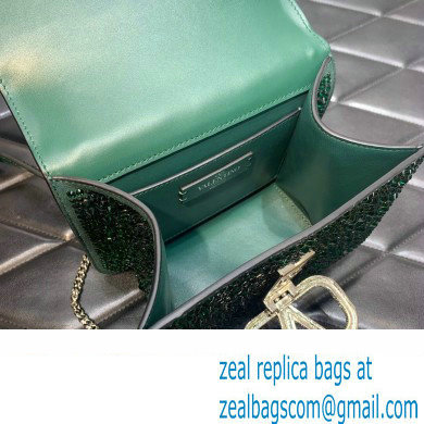Valentino VSLING Shoulder Small Bag Green WITH SPARKLING EMBROIDERY 2023 - Click Image to Close