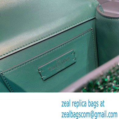 Valentino VSLING Shoulder Small Bag Green WITH SPARKLING EMBROIDERY 2023