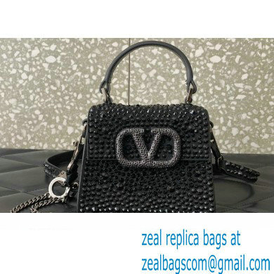 Valentino VSLING micro handbag Black WITH SPARKLING EMBROIDERY 2023 - Click Image to Close