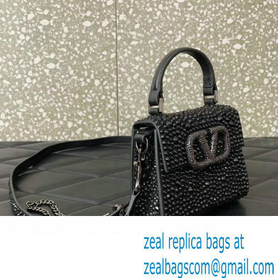 Valentino VSLING micro handbag Black WITH SPARKLING EMBROIDERY 2023