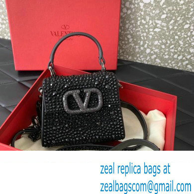 Valentino VSLING micro handbag Black WITH SPARKLING EMBROIDERY 2023