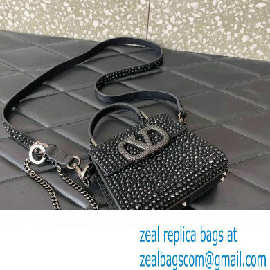 Valentino VSLING micro handbag Black WITH SPARKLING EMBROIDERY 2023 - Click Image to Close