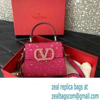 Valentino VSLING micro handbag Fuchsia WITH SPARKLING EMBROIDERY 2023 - Click Image to Close