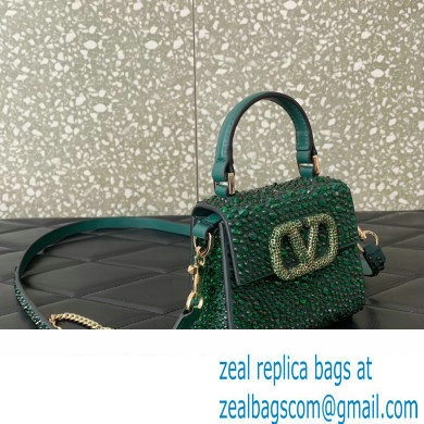 Valentino VSLING micro handbag Green WITH SPARKLING EMBROIDERY 2023