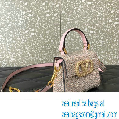 Valentino VSLING micro handbag Light Pink WITH SPARKLING EMBROIDERY 2023