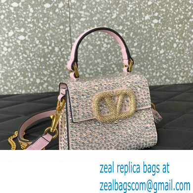 Valentino VSLING micro handbag Light Pink WITH SPARKLING EMBROIDERY 2023 - Click Image to Close