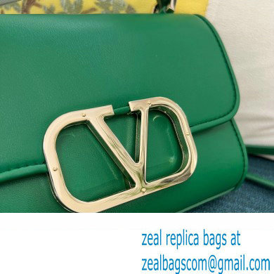 Valentino Vlogo Leather Shoulder Bag 2051 Green 2023 - Click Image to Close