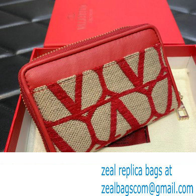 Valentino Zipper Wallet in Toile Iconographe Red 2023