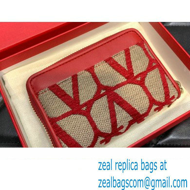 Valentino Zipper Wallet in Toile Iconographe Red 2023