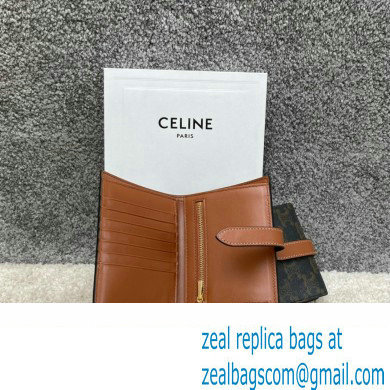 celine Medium Strap Wallet in Triomphe Canvas and lambskin Tan 2022 - Click Image to Close