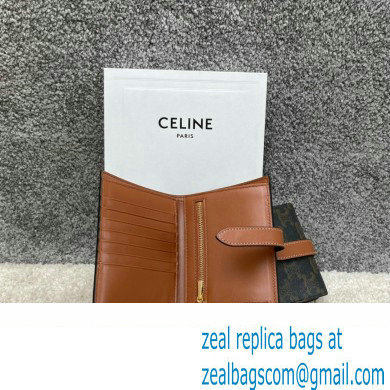 celine Medium Strap Wallet in Triomphe Canvas and lambskin Tan 2022